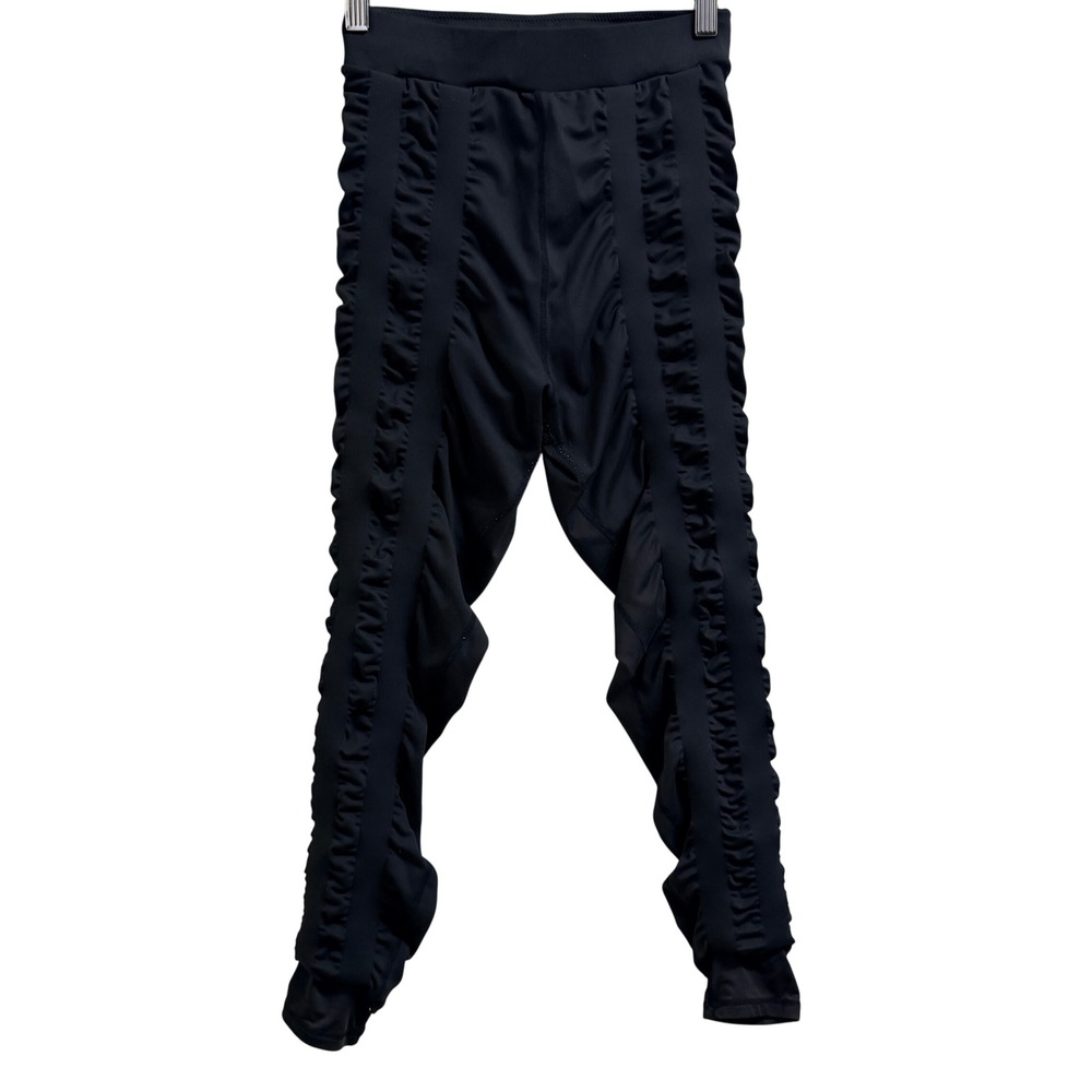 Skinnify Black Ruched Resistance Leggings Womens Medium High Waisted Yoga Pants